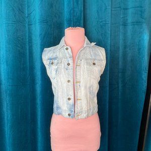 Tommy Jeans Cropped Denim Vest Light Blue